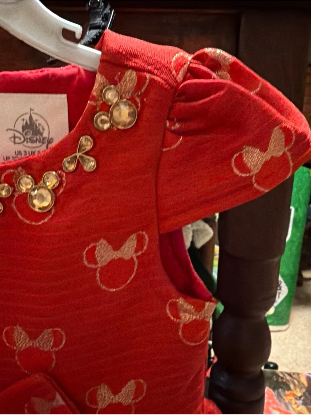 Disney Store Minnie Mouse Holiday Dress Red Size 3 EUC Christmas